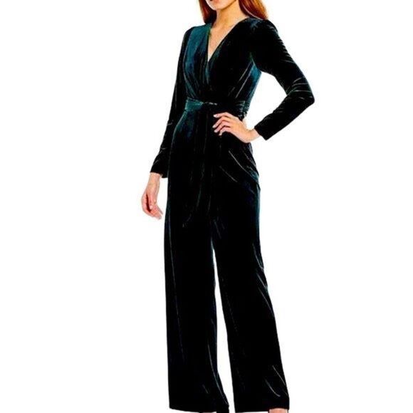 Antonio Melani Miranda Long Sleeve Velvet Jumpsuit size 0 - Picture 1 of 5